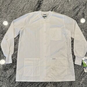 Landau For Men Lab Coat Full-Length Scrub White Men's Size Large New #G37